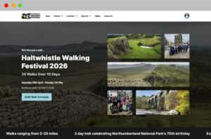 A preview of the Haltwhistle Walking Festival website in browser.