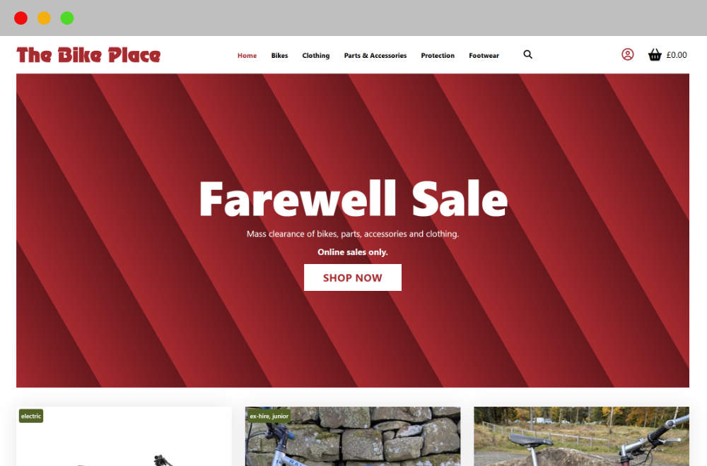 The bike place in browser