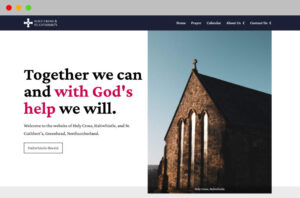 A preview of the Holy Cross and St Cuthbert's website in browser.